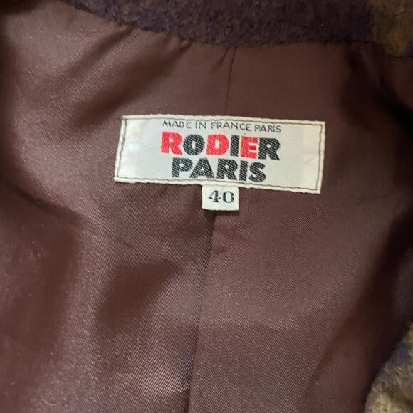 Rodier Paris Preloved Purple and Yellow Wool Coat, FR 40 - Picture 6 of 7